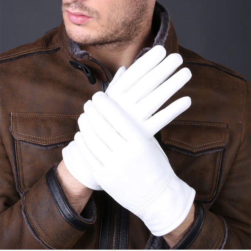 Leather Driving Glove - 2025 Winter lederen witte handschoenen voor