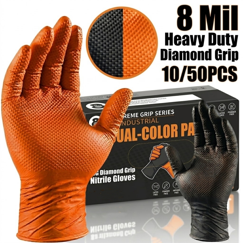 Nitrile Mechanic Glove - Zware oranje nitril handschoenen 8mil, industriële