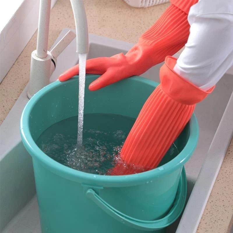 Rubber Glove Cleaning - Lange herbruikbare rubberen afwashandschoenen Antislip huishoudelijke