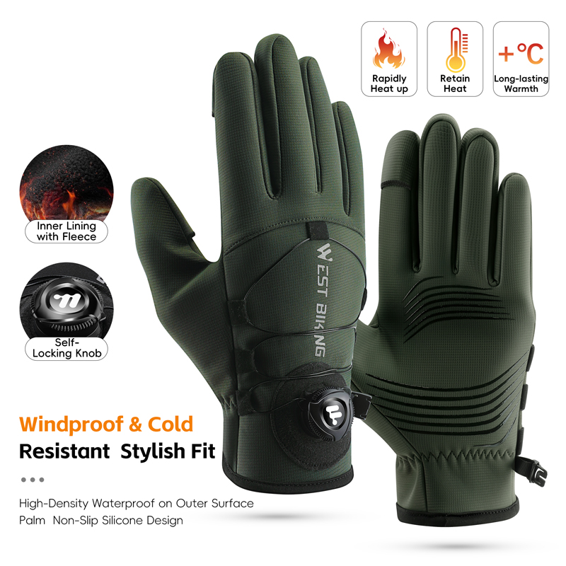Winter Glove Insulated - Winterfietshandschoenen Magnetische snelsluiting Thermisch geïsoleerde touchscreenvingers