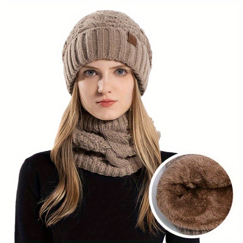 Wool Glove Lined - Zachte wintermuts en sjaalset, fleece gevoerd,
