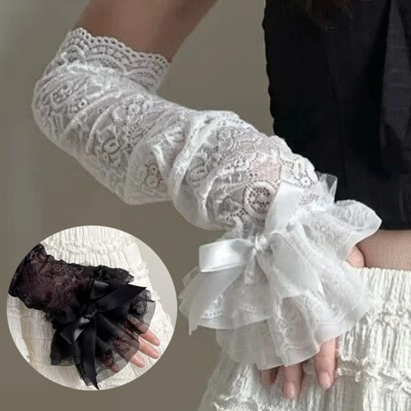 Uitgeholde kanten lange armmou - Fingerless Glove Knit recensie en prijs