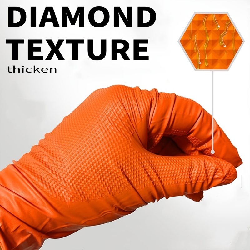 Zware oranje nitril handschoen - Nitrile Mechanic Glove recensie en prijs