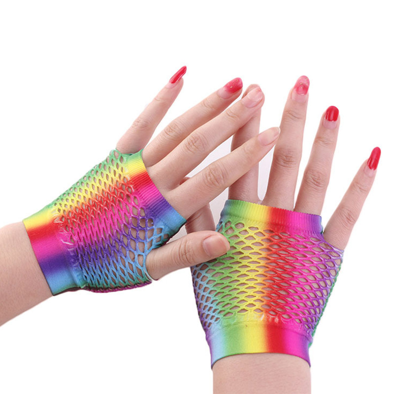 Dames sexy regenboogkleur kort - Fingerless Glove Knit recensie en prijs
