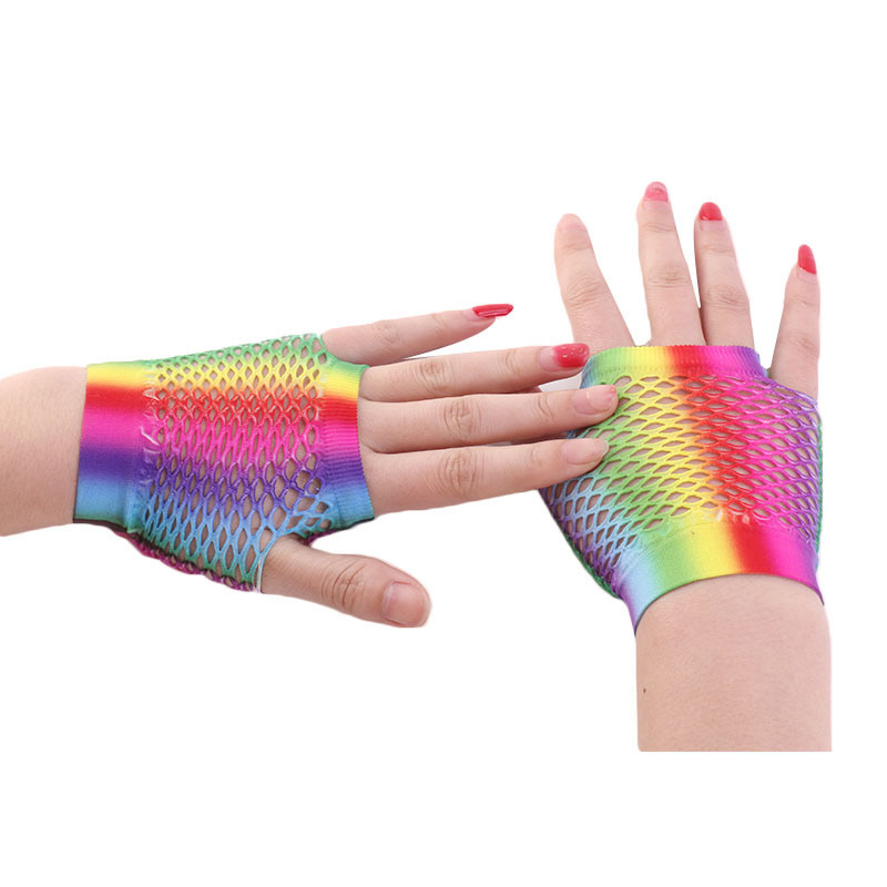 Dames sexy regenboogkleur kort - Fingerless Glove Knit recensie en prijs