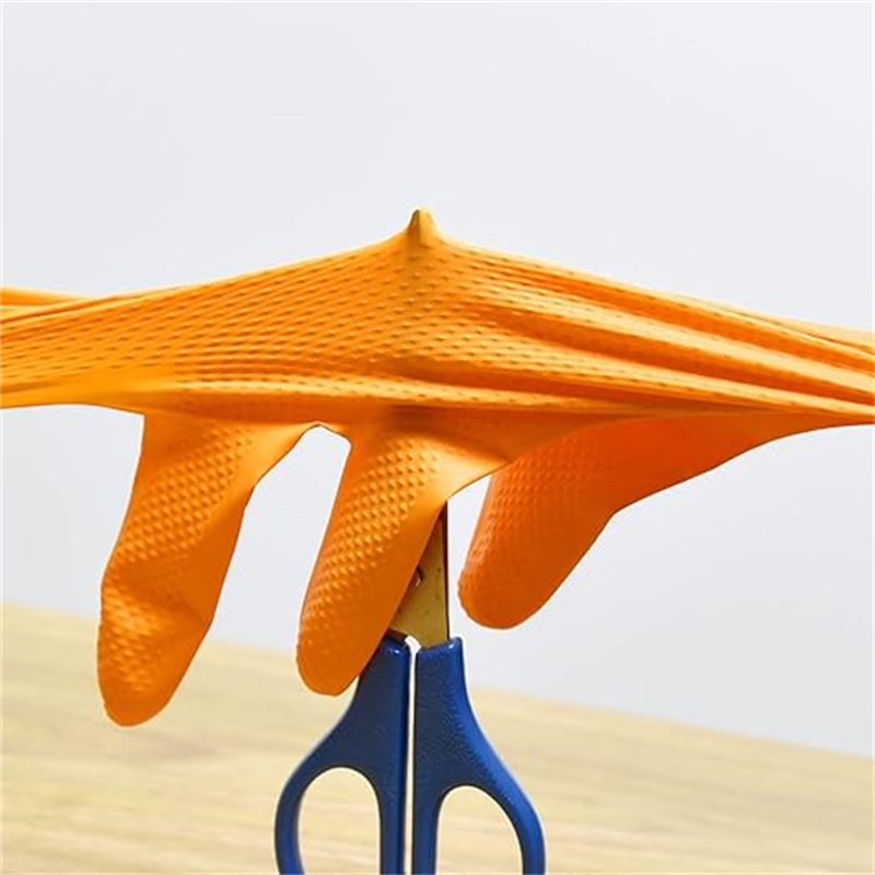 Zware oranje nitril handschoen - Nitrile Mechanic Glove recensie en prijs
