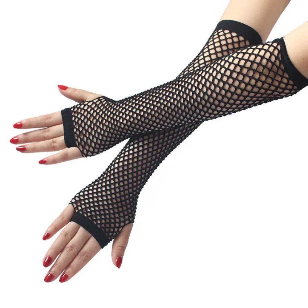 Dames neon visnet lange vinger - Fingerless Glove Knit recensie en prijs