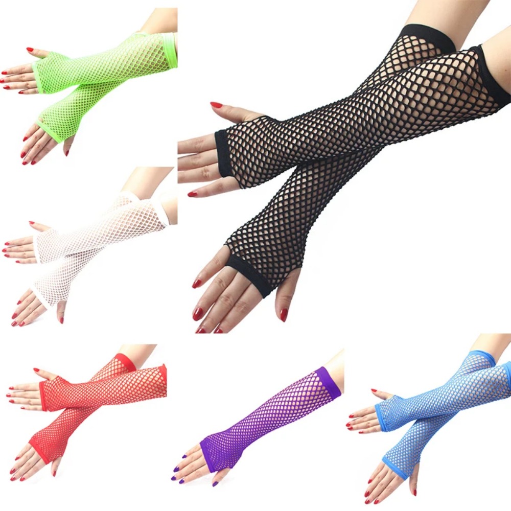 Dames neon visnet lange vinger - Fingerless Glove Knit recensie en prijs